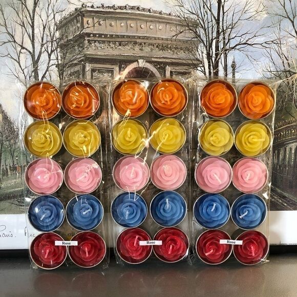 ‎NWOT: Rose Tea-light Candle Set - Picture 1 of 7